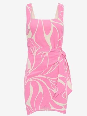 Express Linen Blend Wrap Mini Sheath Dress